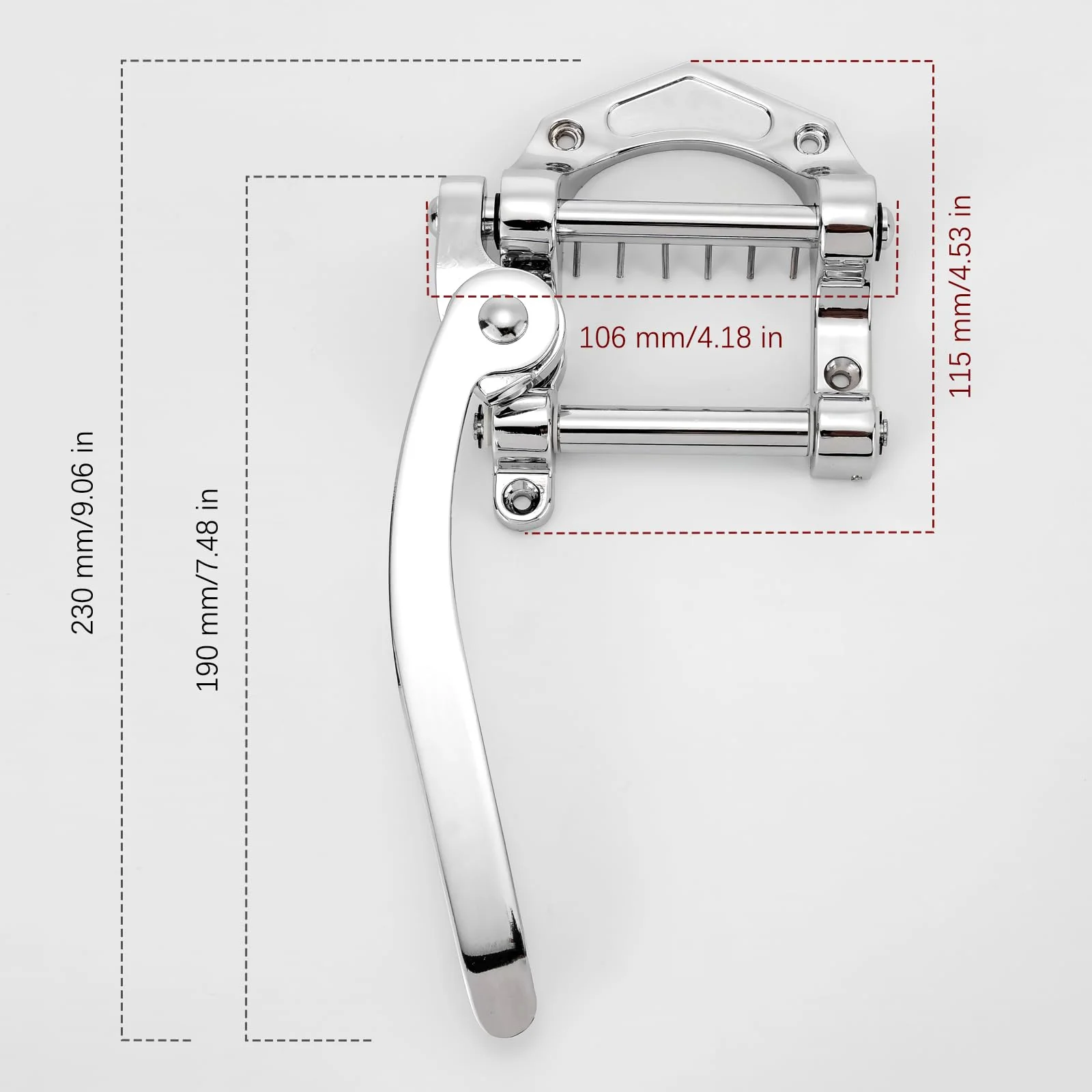 Swhmc Tremolo Bridge for Electric Guitar, Chrome Plated Vibrato Tailpiece with Roller Bar, Replacement for Telecaster SG LP Flat Top Body, Hardtail Bridge Upgrade - Image 6