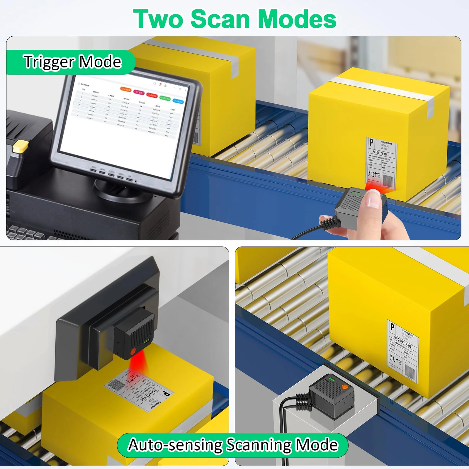 Symcode 2D Barcode Scanner - Fixed Mount, Ultra-Rugged Metal Cover, Auto Sensing 1D 2D QR Code Scanner - Image 2