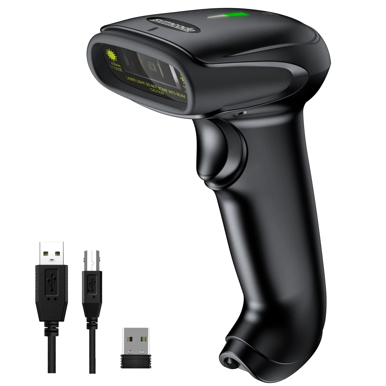 Symcode Wireless Barcode Scanner Versatile 2-in-1 (2.4Ghz Wireless+USB 2.0 Wired) Handheld Automatic 1D Laser Barcode Scanner 328 Feet Transmission Distance Rechargeable 1D Laser Bar Code Scanner Wireless Barcode Scanner 1D