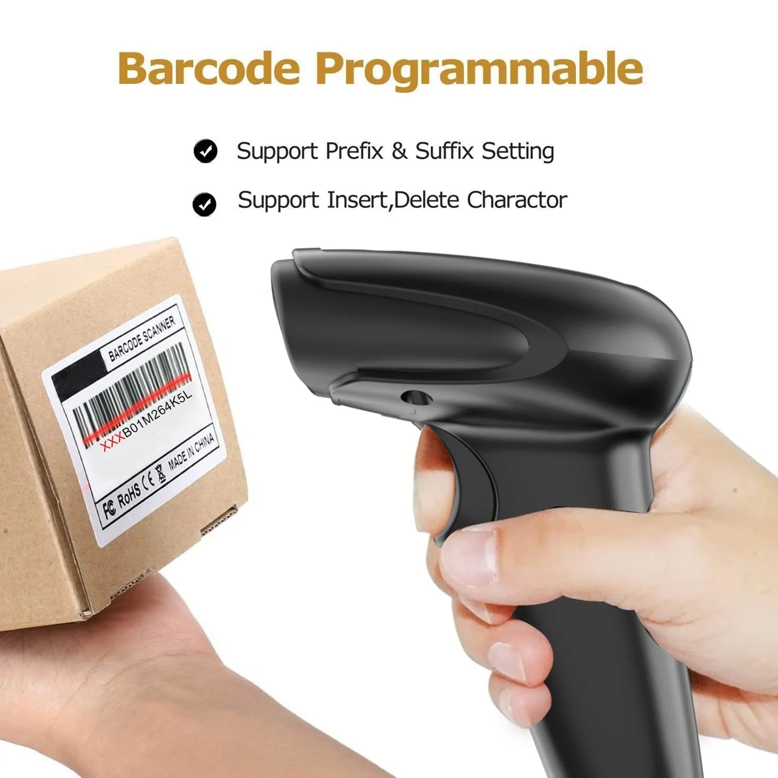 Symcode Wireless Barcode Scanner Versatile 2-in-1 (2.4Ghz Wireless+USB 2.0 Wired) Handheld Automatic 1D Laser Barcode Scanner 328 Feet Transmission Distance Rechargeable 1D Laser Bar Code Scanner Wireless Barcode Scanner 1D - Image 5