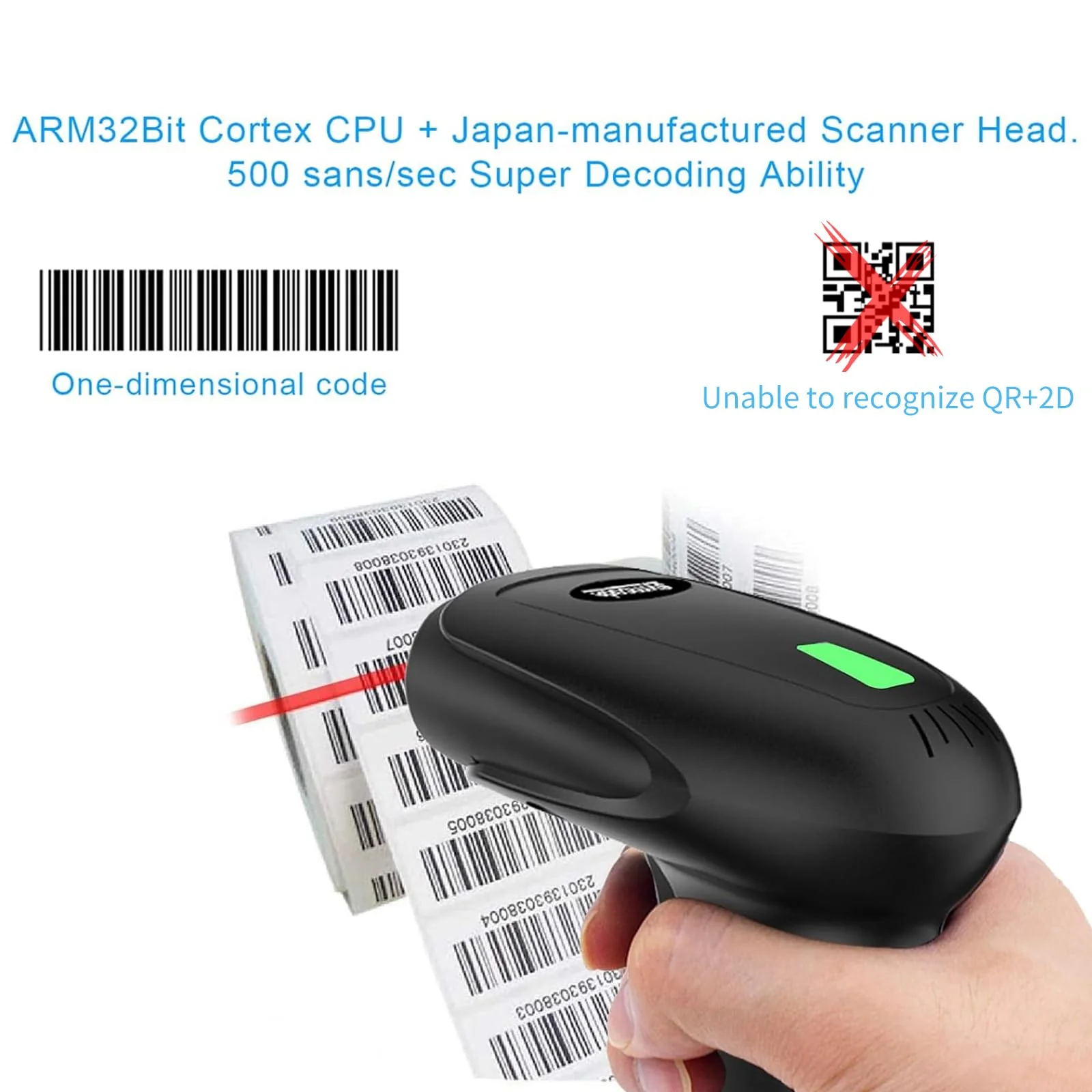 Symcode Wireless Barcode Scanner Versatile 2-in-1 (2.4Ghz Wireless+USB 2.0 Wired) Handheld Automatic 1D Laser Barcode Scanner 328 Feet Transmission Distance Rechargeable 1D Laser Bar Code Scanner Wireless Barcode Scanner 1D - Image 7