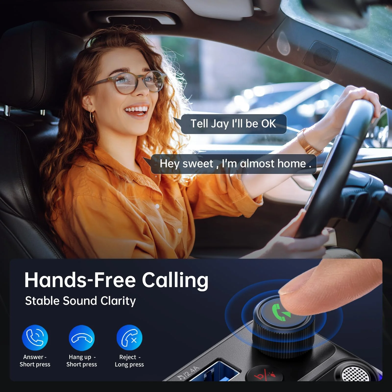 Syncwire Bluetooth 5.4 FM Transmitter Car Adapter 42W [Light Switch] [Stronger Dual-mic] [HiFi Bass Sound] [Fast Charging] Wireless FM Radio Music Adapter Hands-Free Calling Support USB Drive, Silver - Image 7