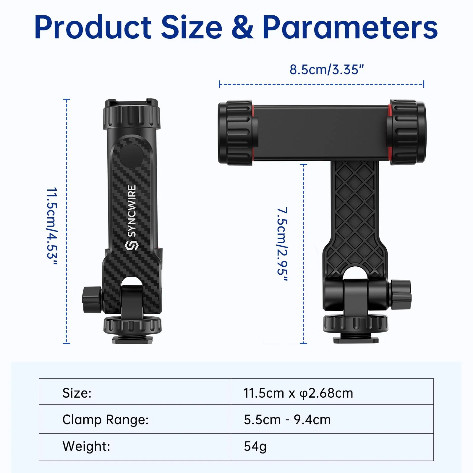 SYNCWIRE Tripod Phone Mount, Universal Smartphone Mount Adapter with 2 Cold Shoe and 1/4" Screw, 360° Rotates and 180° Tilts Adjustable Cell Phone Clamp Holder for Enhancing Mobile Photography Setup - Image 7