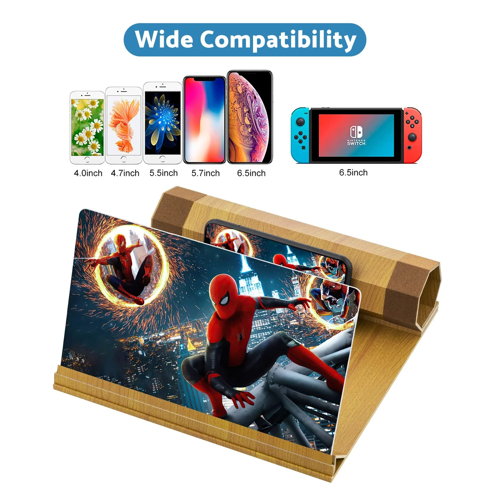 Syscicry 14‘’ Screen Magnifier for Smartphone, Mobile Phone 3D Magnifier Screen Expanders for Movies and Gaming Foldable Phone Stand with Screen Amplifier B1 Beige 14 Inch - Image 3