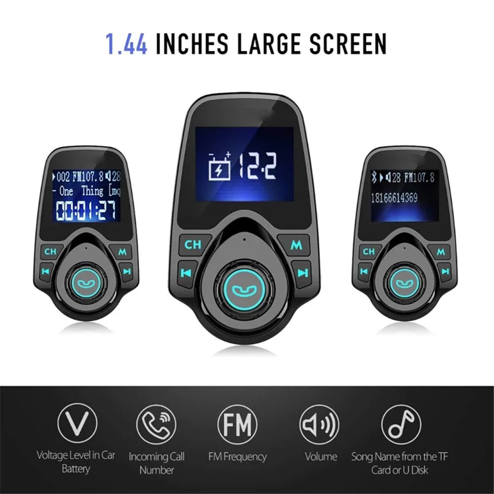 T11 Wireless Bluetooth FM Transmitter Handsfree Car Kit MP3 Player Wireless Bluetooth Adapter with Dual USB Port Car Kit - Image 7