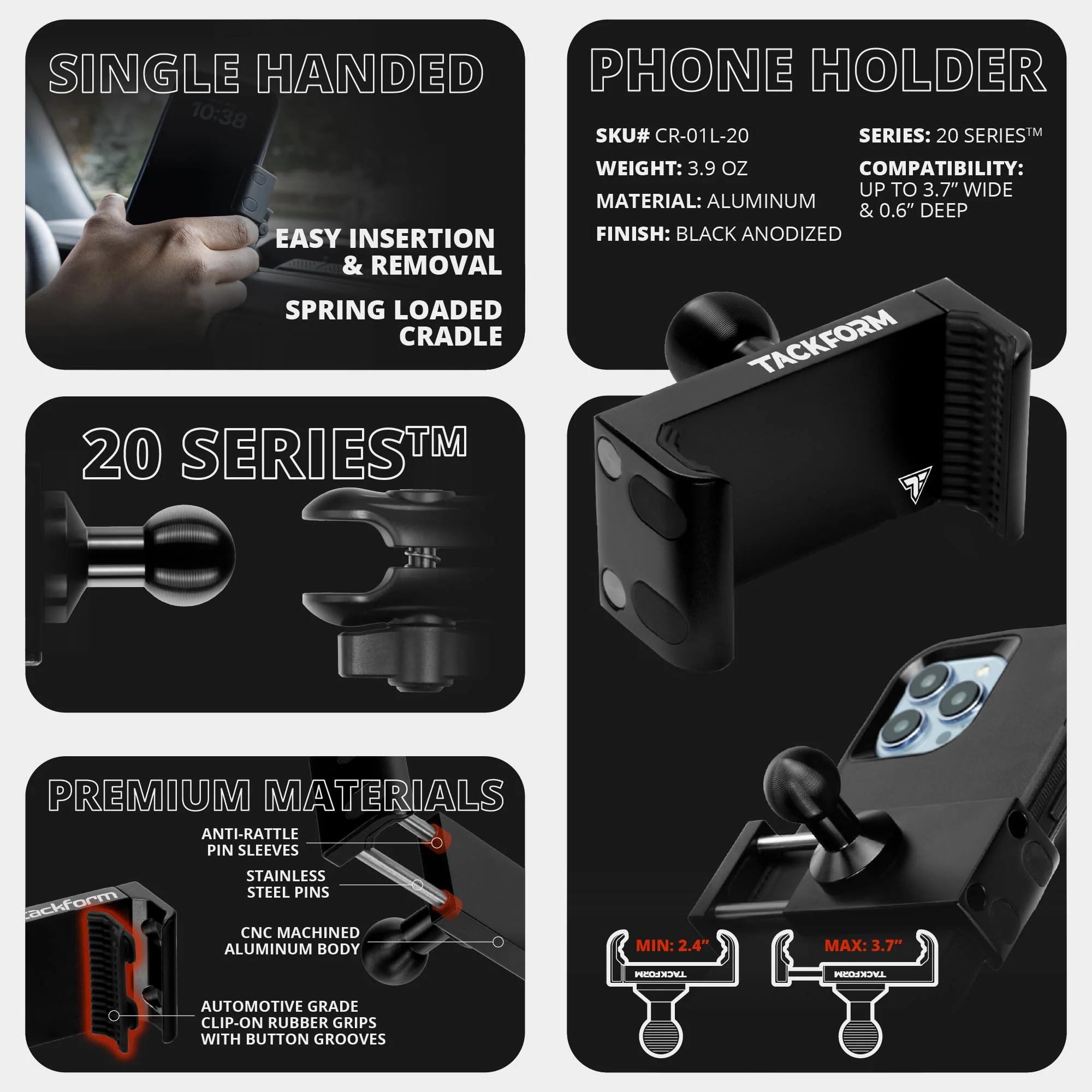 Tackform Phone Holder for Mic Stand - Pro Grade, Lightweight, Anti-Slip Mount Ideal for Musicians, Live Performers, Studio Recording | Compatible with All iPhone Models, Galaxy Devices and More - Image 3