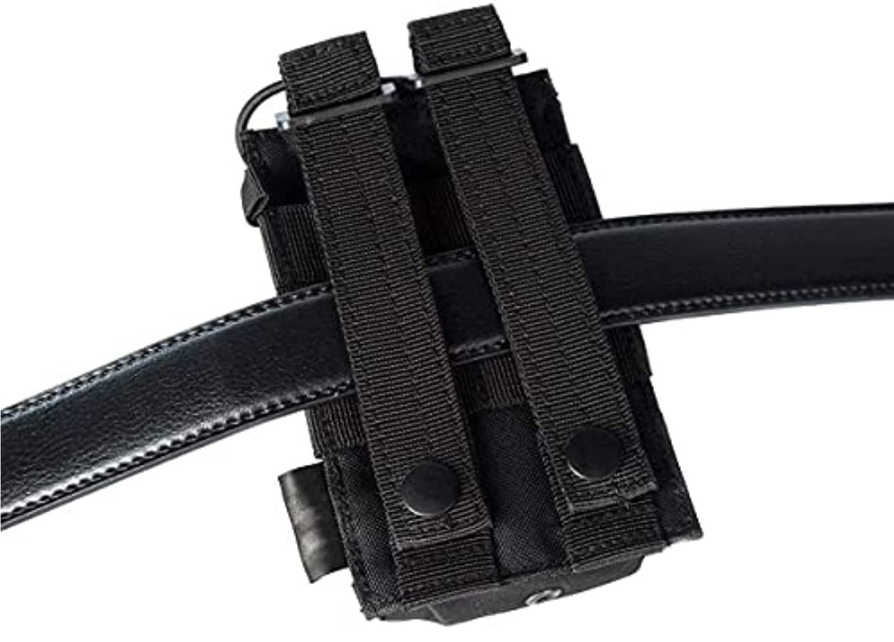 Tactical Radio Holder Molle Radio Pouch Case Heavy Duty Radios Holster Bag for Two Ways Walkie Talkies Adjustable Storage with 1 Pack Patch(Black) Black - Image 4