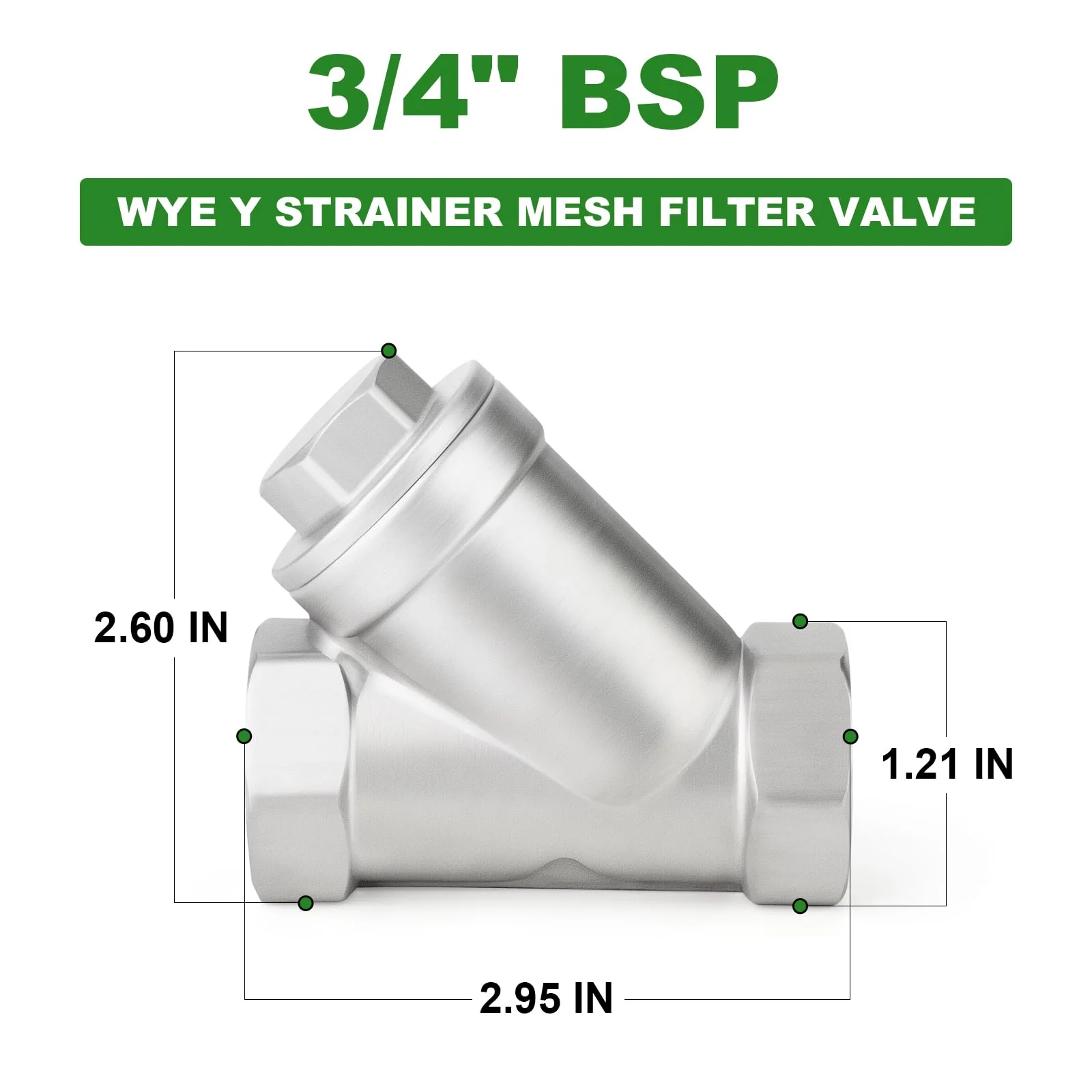 TAISHER 1PCS 304 Stainless Steel 3/4" BSP Female WYE Y Strainer Mesh Filter Valve CF8 WOG - Image 2