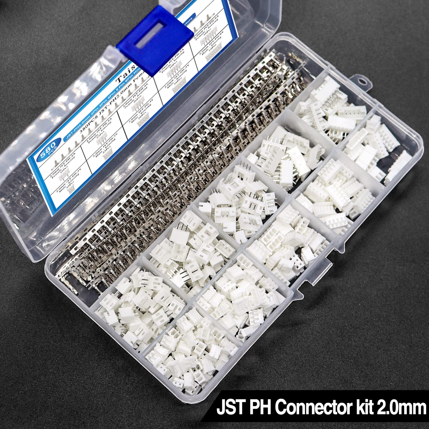 Taiss 580PCS JST PH Connector kit 2.0mm 2/3/4/5/6Pin Housing,Female and Male Adapter Cable Connector Plug,PH2.0mm Female Pin Connectors,JST Connector F-066-580PCS JST PH2.0mm Connector kit - Image 4