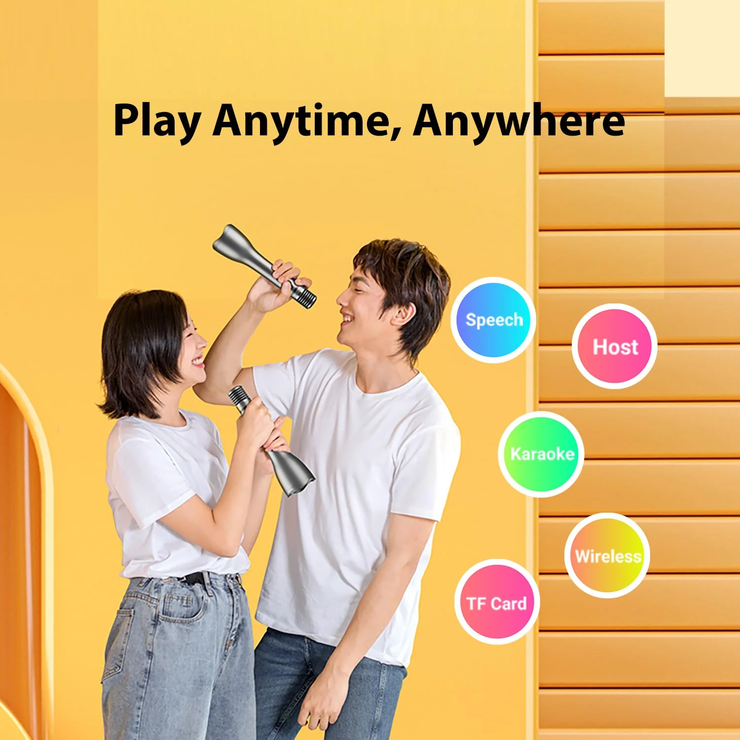 TAKSTAR Bluetooth Microphone Karaoke Wireless Mic & Voice Amplifier Microphone with Speaker, 4 Sound Effects & TF Card, 12W Portable Handheld Mic for Meeting Outdoors Speech Party Teaching(DA12) - Image 4