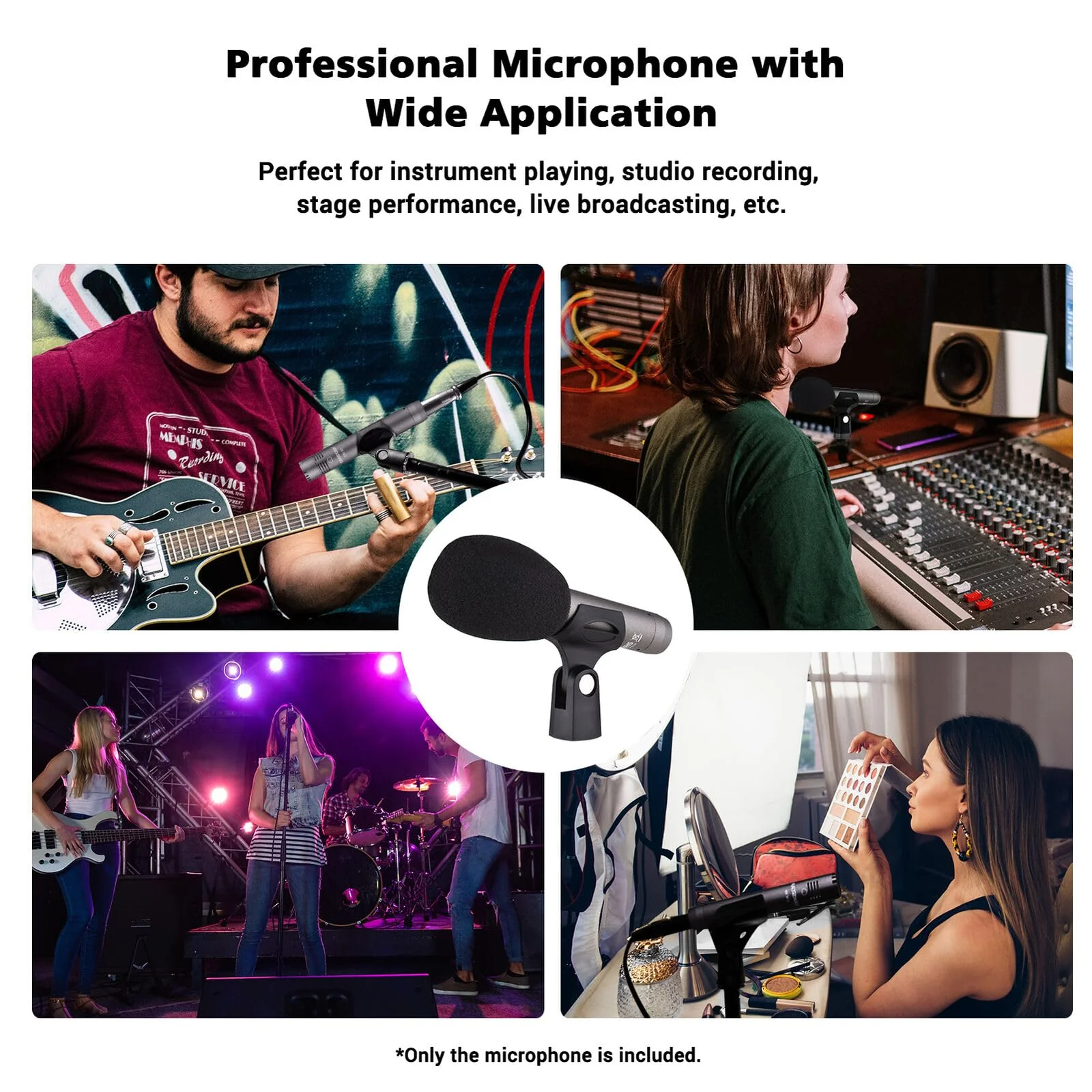 TAKSTAR CM-60 Instrument Microphone with Windscreen, Professional Cardioid Condenser Mic, XLR Gold-Plated Diaphragm Sound Head Microphone for Studio, Instrument, Interview, Radio Stations, Broadcast - Image 7