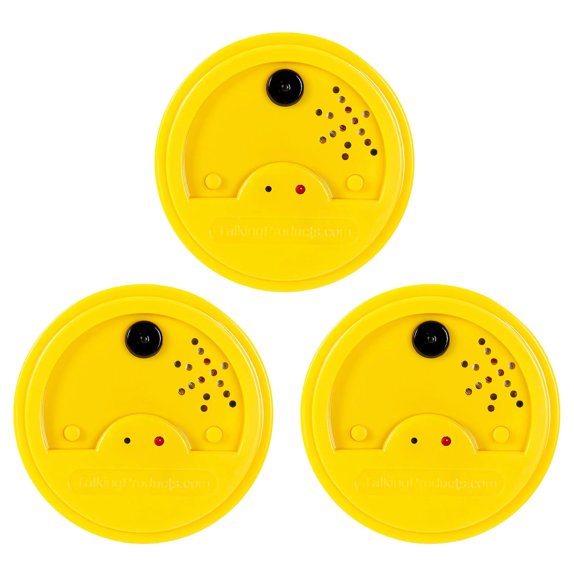 Talking Products, Talking Tins Voice Recordable Sound Buttons, 20 Seconds Recording, Yellow, Pack of 3. Ideal Dementia Aid for Independent Living and Educational Activities pkg of 3