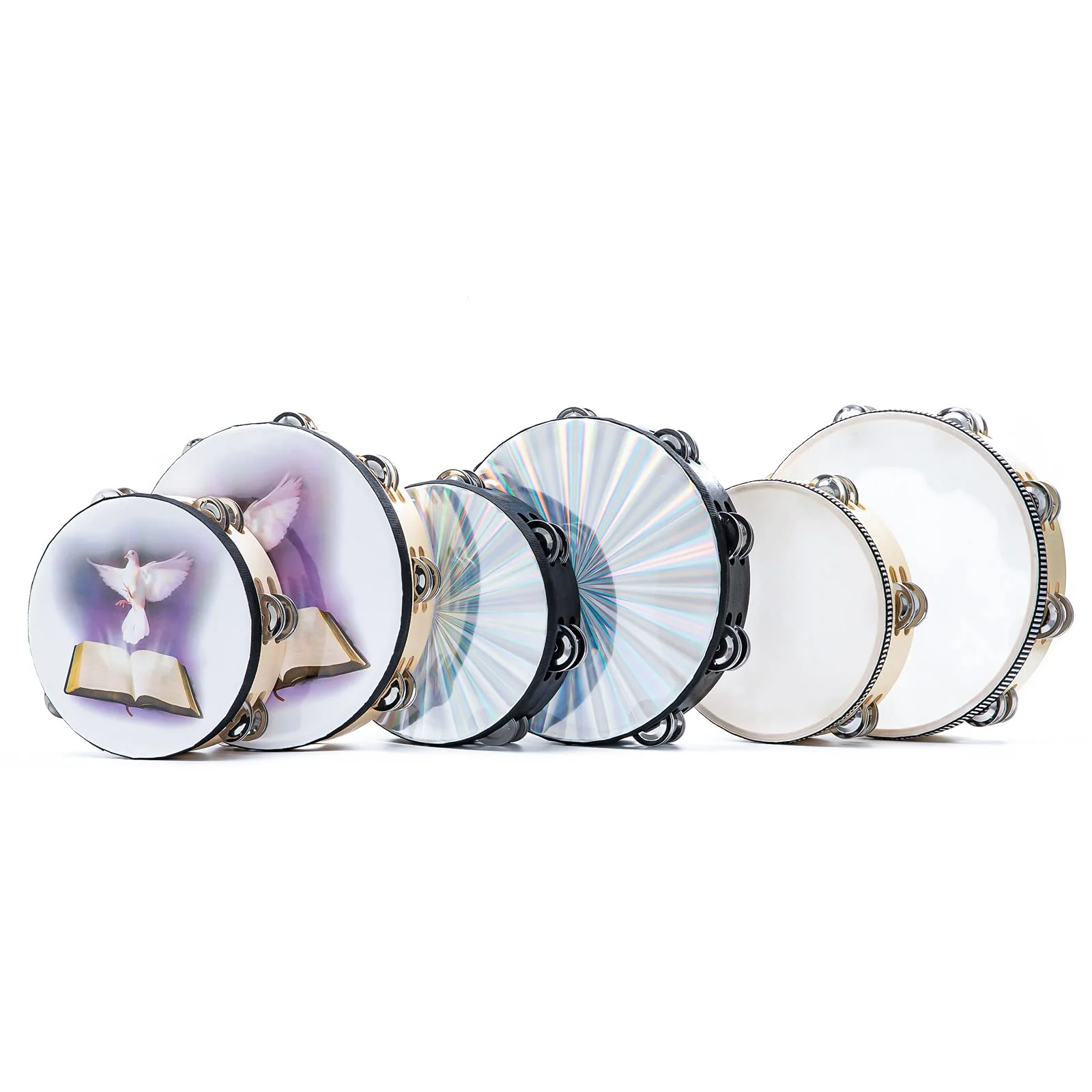 Tambourine 10 inch Dove Bible Double Row Jingle Tambourine for Adults,Handbell Clap Drum Tambourine for Pray Church Party Musical Instrument (10 inch Dove) - Image 6