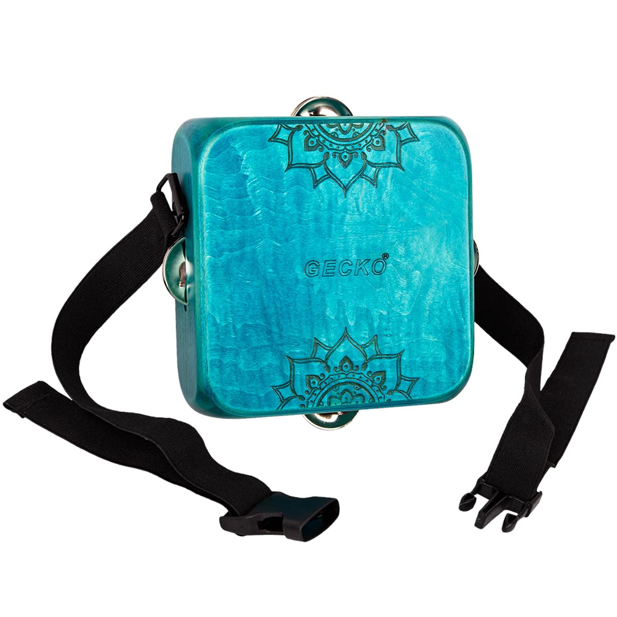 Tambourine Cajon Drum with Jingles, Wearable Strap, Storage Bag, Handheld Percussion Instrument, Portable Cajon for Rhythm Practice & Live Performance (Blue) Blue