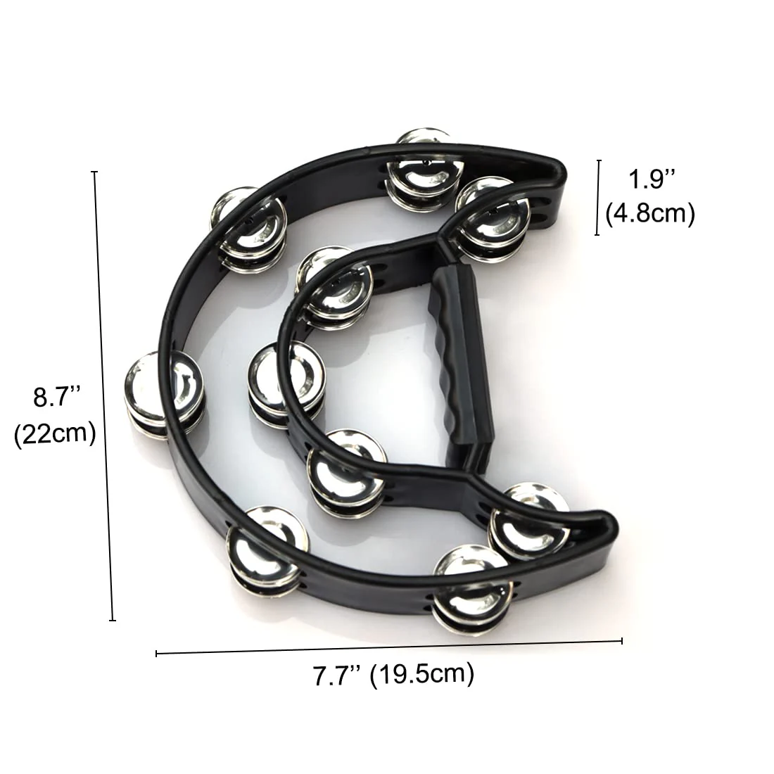 Tambourine Double Row Hand Held Percussion Tambourine with Metal Jingles for KTV Party (Black) Black - Image 4
