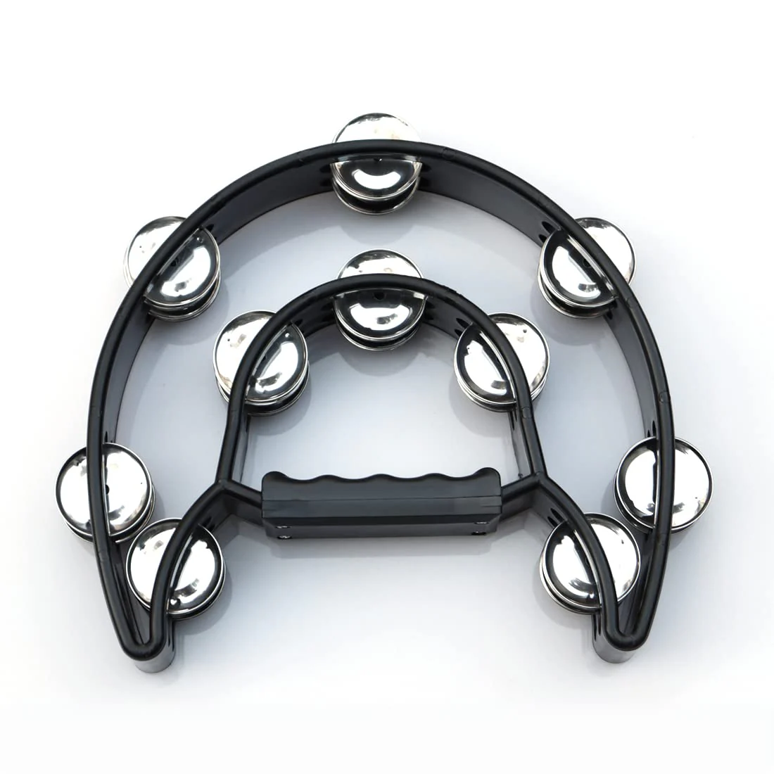 Tambourine Double Row Hand Held Percussion Tambourine with Metal Jingles for KTV Party (Black) Black - Image 6