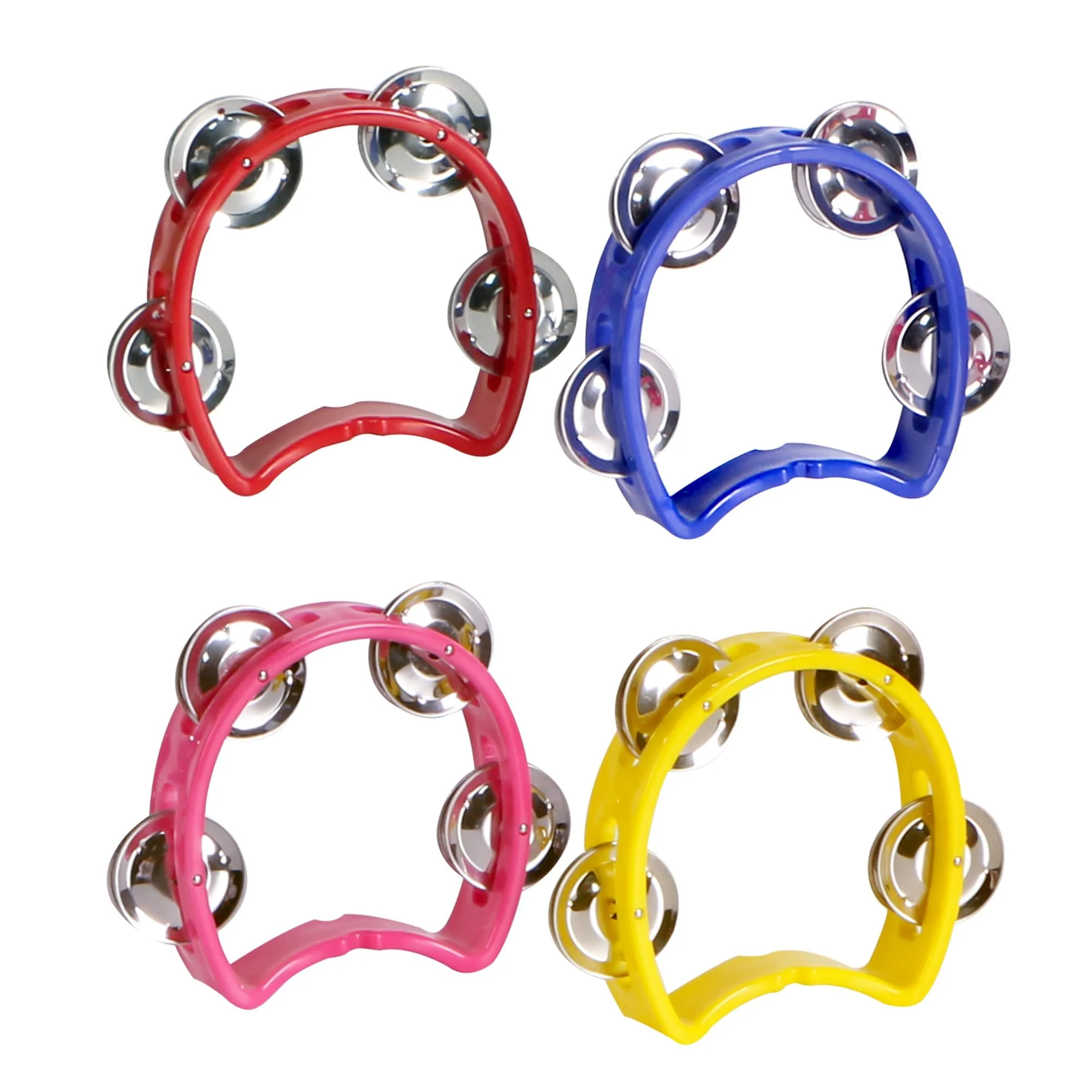 Tambourine for Kids, Hand Tambourines Bulk Toddlers Musical Instrument, Metal Jingles Hand Held Percussion, Small Tambourine for Kids, Boys, Girls, 4 Pack 4-colors