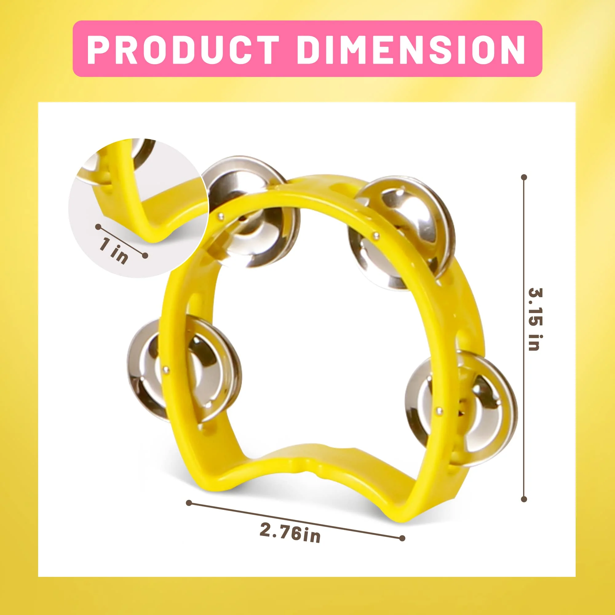 Tambourine for Kids, Hand Tambourines Bulk Toddlers Musical Instrument, Metal Jingles Hand Held Percussion, Small Tambourine for Kids, Boys, Girls, 4 Pack 4-colors - Image 6
