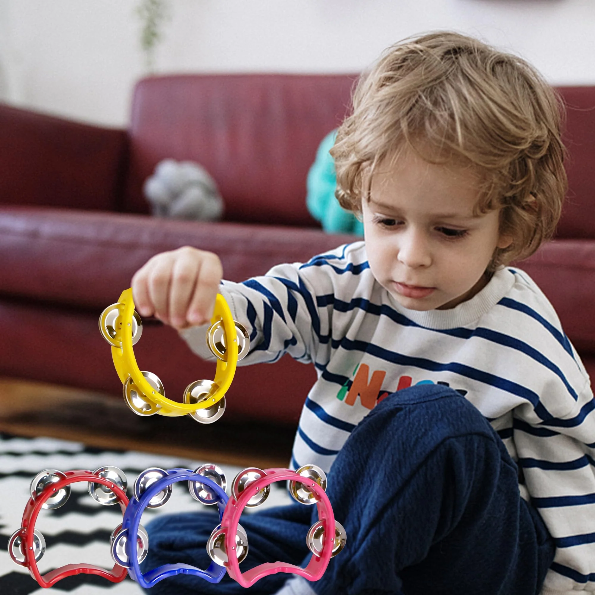 Tambourine for Kids, Hand Tambourines Bulk Toddlers Musical Instrument, Metal Jingles Hand Held Percussion, Small Tambourine for Kids, Boys, Girls, 4 Pack 4-colors - Image 7