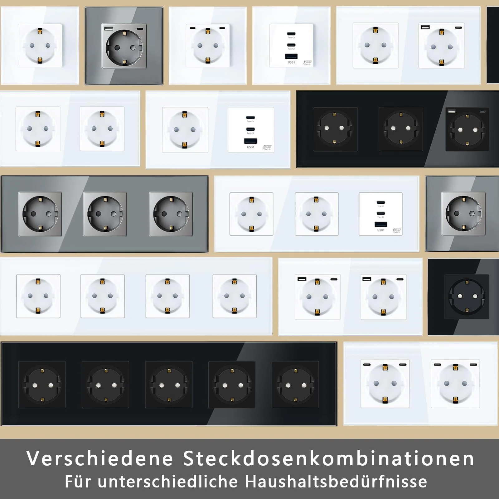 TAWOIA Schuko Socket, EU Standard 1 Compartment Socket Glass Flush-Mounted Socket, Sockets with Crystal Glass Plate, Wall Sockets, White, 86 x 86 mm 1-gang - Image 8