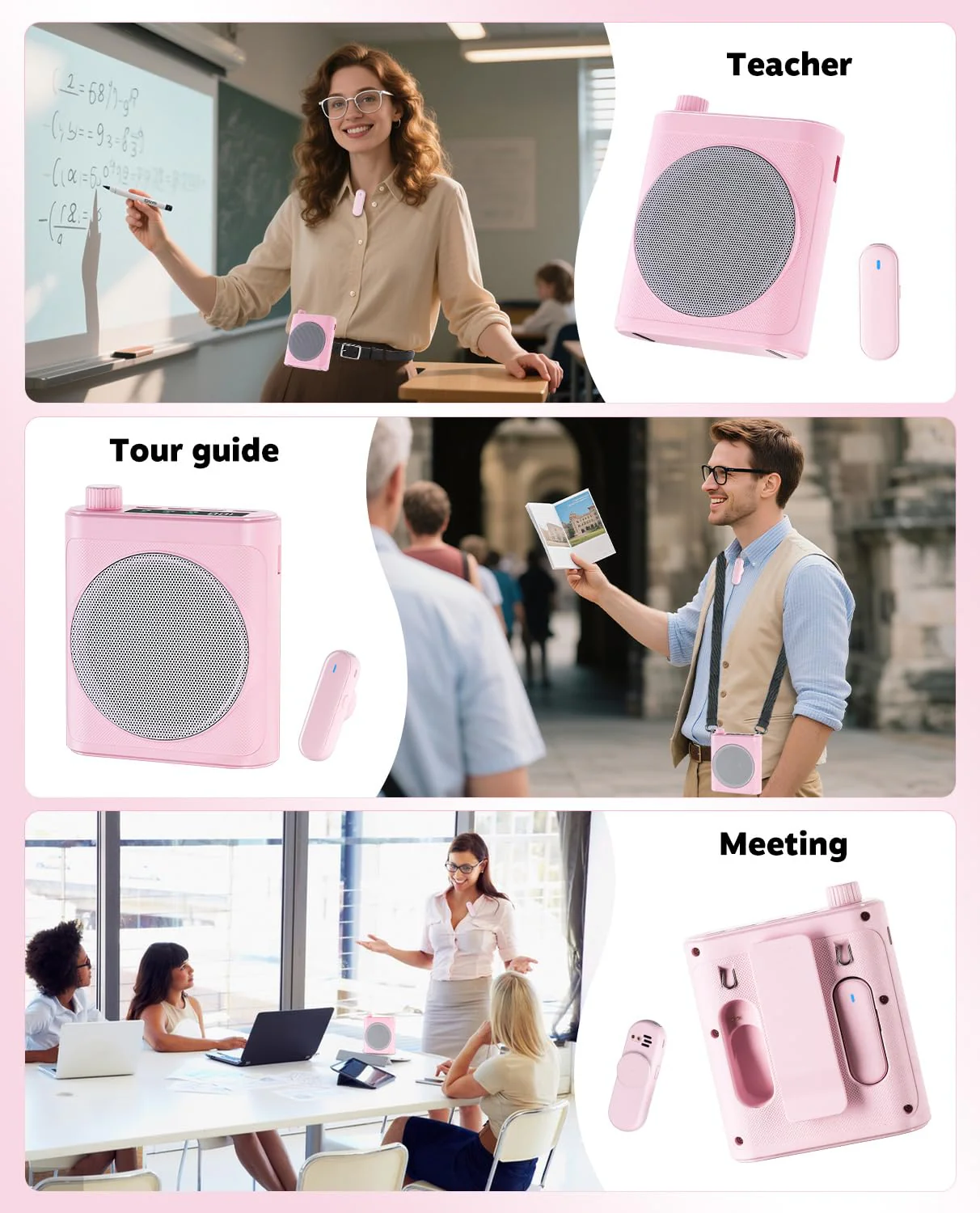 Tearstone Voice Amplifier for Teachers with Wireless Magnetic Lavalier Microphone, Bluetooth Portable Rechargeable Speaker, 2 Mics for Classroom, Meetings, Speeches, Outdoor (Pink) Pink - Image 7