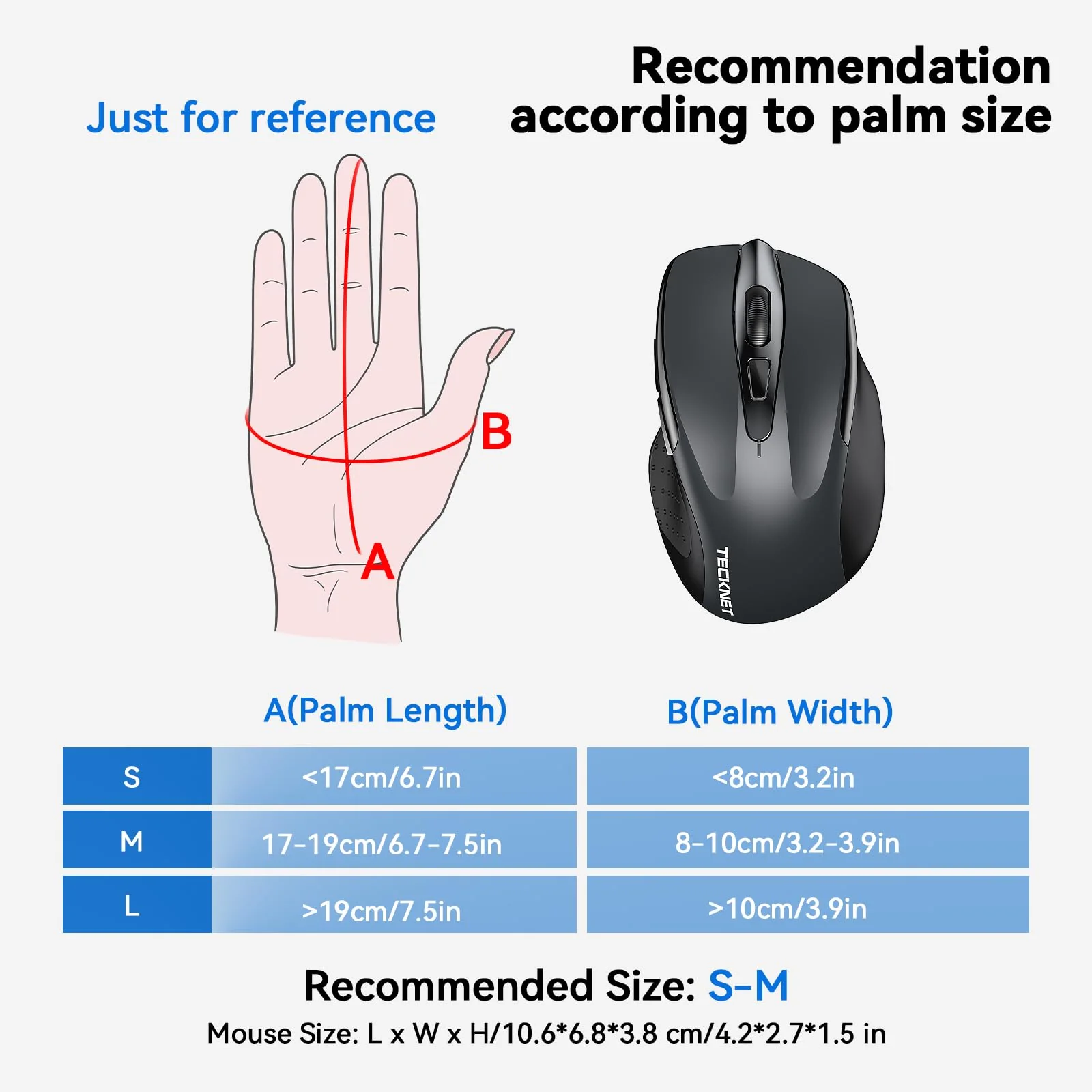 TECKNET Wireless Mouse (BT5.0/3.0 & 2.4G) Rechargeable 4800 DPI Silent Mouse 6 Buttons Bluetooth Mouse, USB A Mouse Wide Compatibility - Grey - Image 4