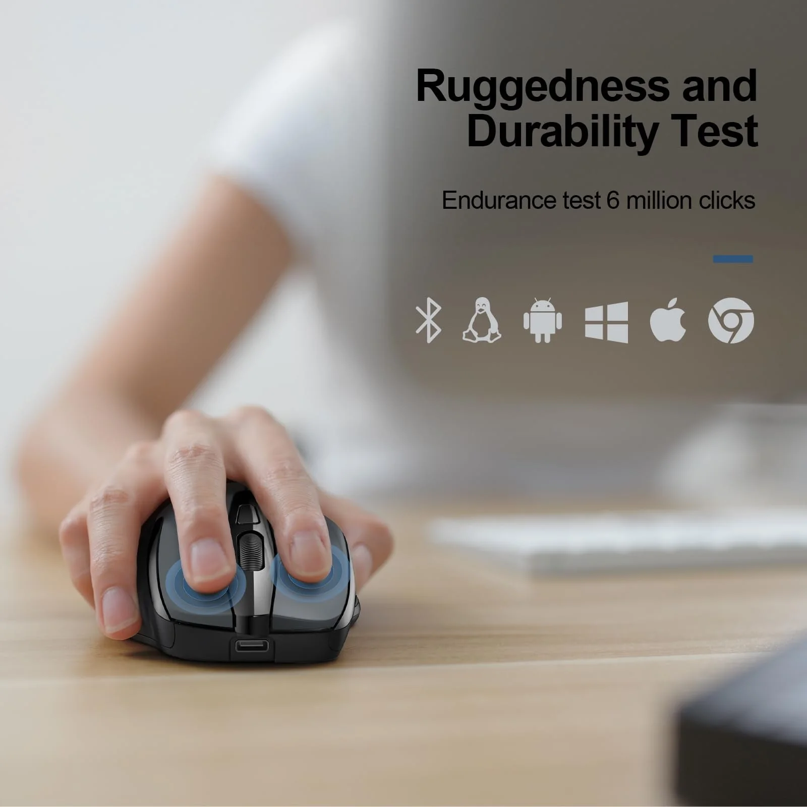 TECKNET Wireless Mouse (BT5.0/3.0 & 2.4G) Rechargeable 4800 DPI Silent Mouse 6 Buttons Bluetooth Mouse, USB A Mouse Wide Compatibility - Grey - Image 7
