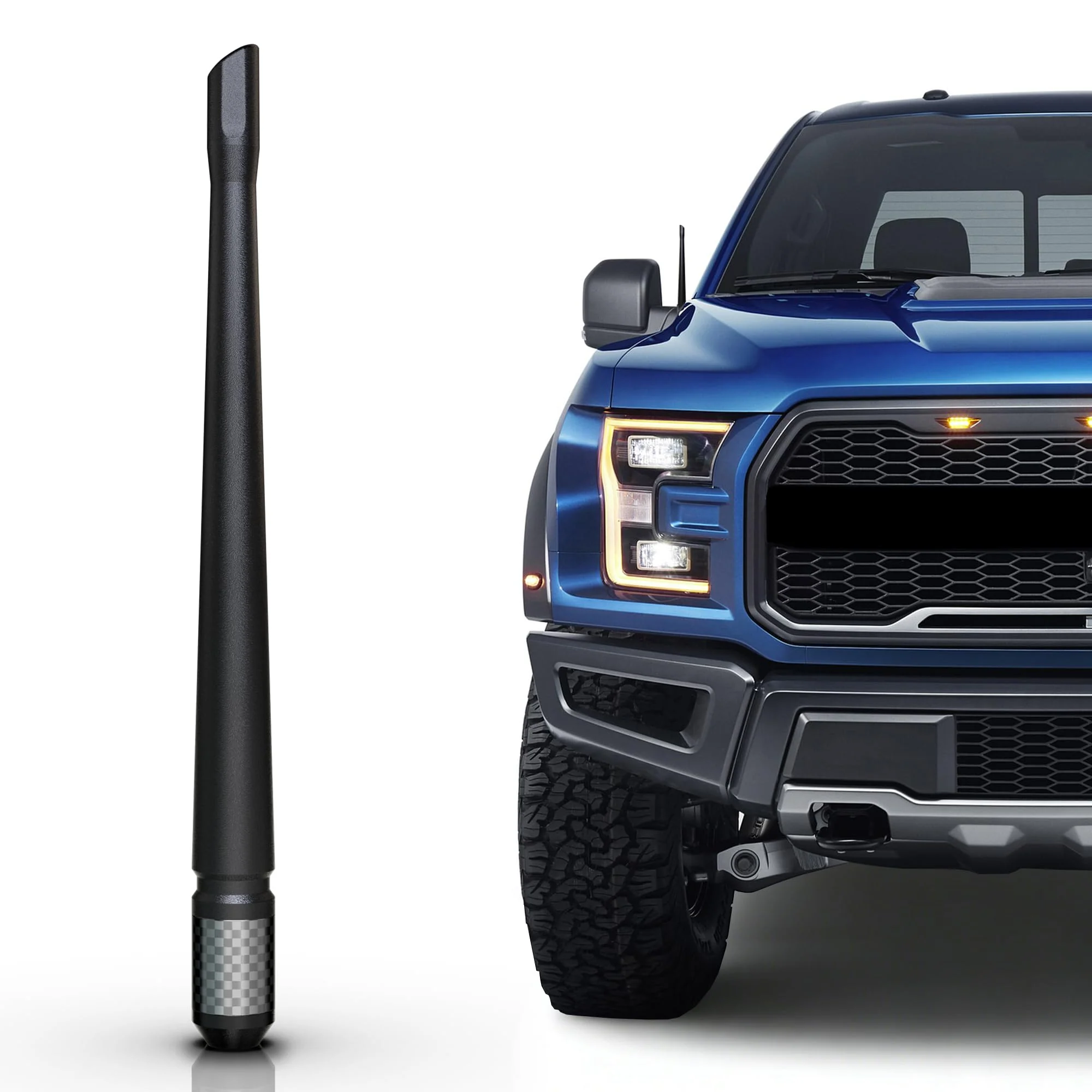 TEKK Carbon Fiber Short Antenna Compatible with Ford / F150 / F250 / F350 / F450 / F550 / Bronco / 7.9 Inches Premium Flexible Rubber/Designed for Enhance FM/AM Radio Signal Reception Ford | F150 | F250 | F350 | Bronco