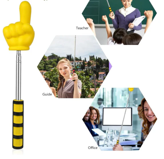 Telescopic Big Finger Teacher Pointer for Classroom,Conference Presentation, Retractable Pointer Stick with Soft Grip Handle - Image 4
