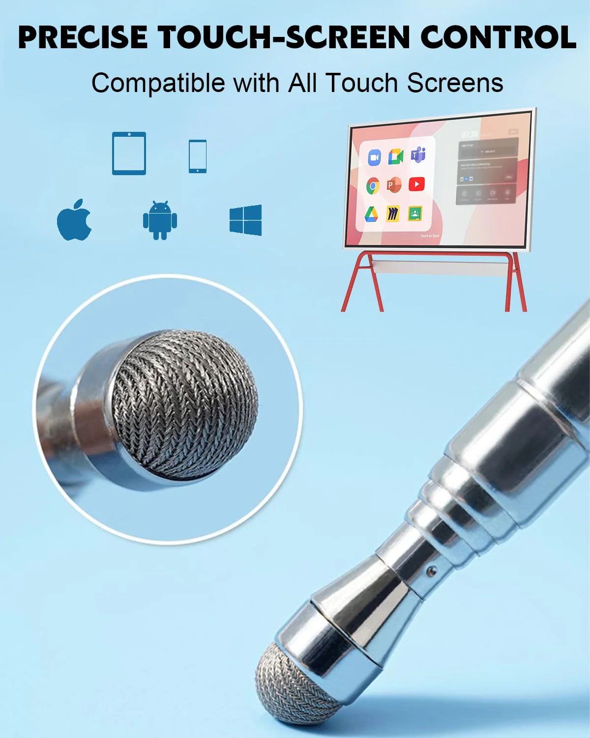 Telescoping Poiner Stick for Classroom Teacher Kids Reading, Dumero Retractable Stylus Pointer for Touchscreens, Extendable Presentation Pointers, Classroom Must Have Supplies Essentials, Black 1 Pack - Image 3