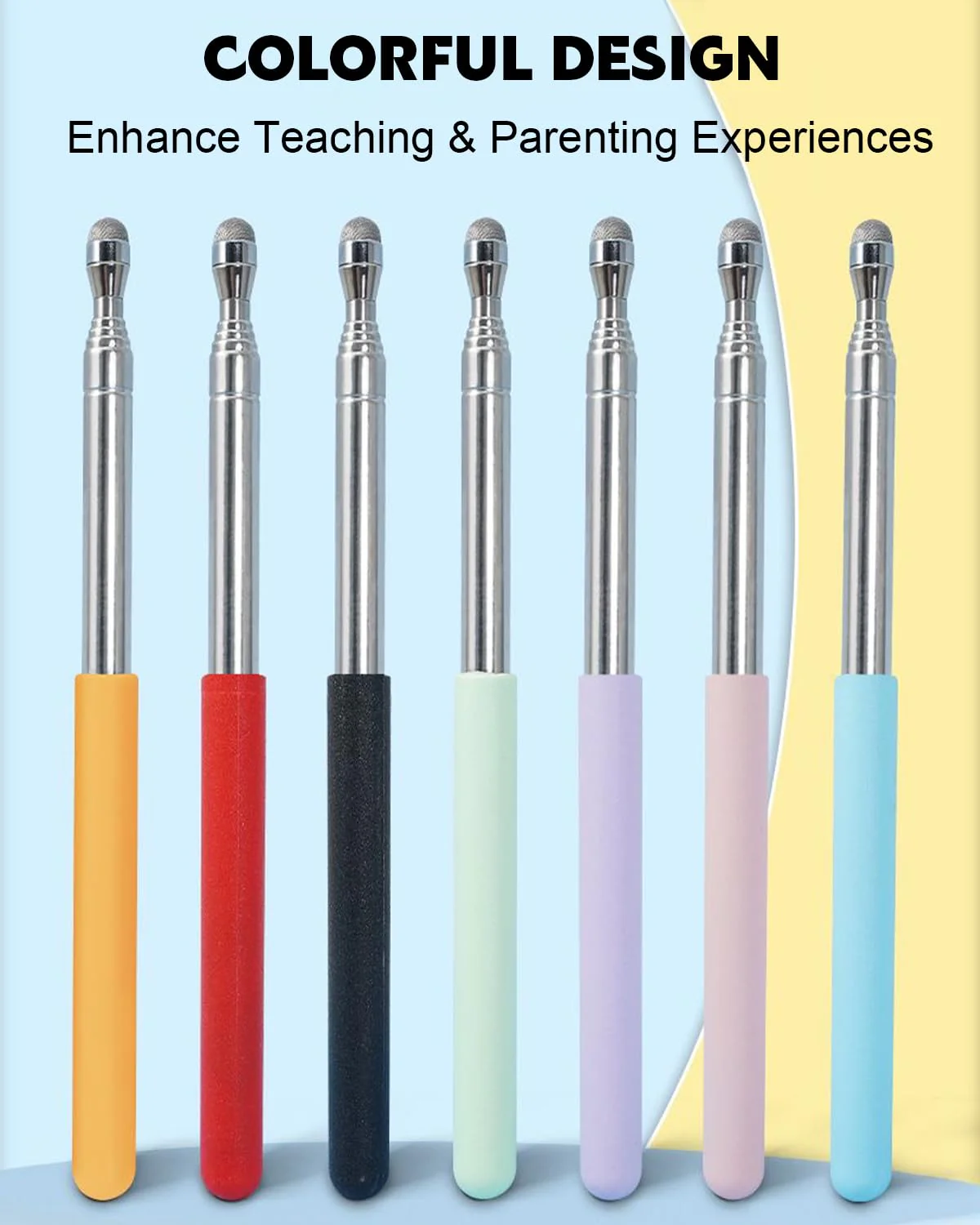 Telescoping Poiner Stick for Classroom Teacher Kids Reading, Dumero Retractable Stylus Pointer for Touchscreens, Extendable Presentation Pointers, Classroom Must Have Supplies Essentials, Black 1 Pack - Image 4