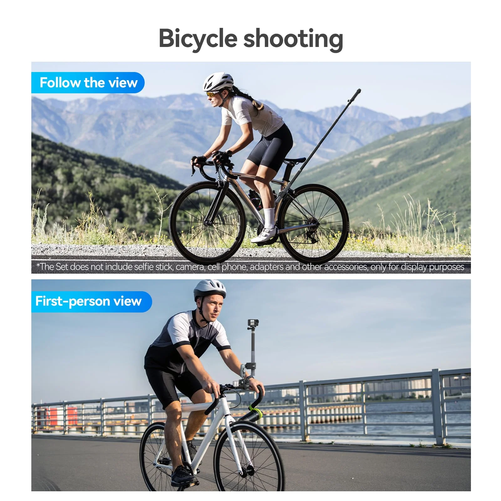 TELESIN 360 Dual Ball Clamp Mount, Bike Bicycle Motorcycle Handlebar Stick Pole Mount Holder Accessories for DJI Osmo Action 6 /Osmo Nano/Osmo 360 /Osmo Action 5 Pro, Hero 13 12 11 10 9, Insta 360 X5 Metal Dual Ball - Image 8