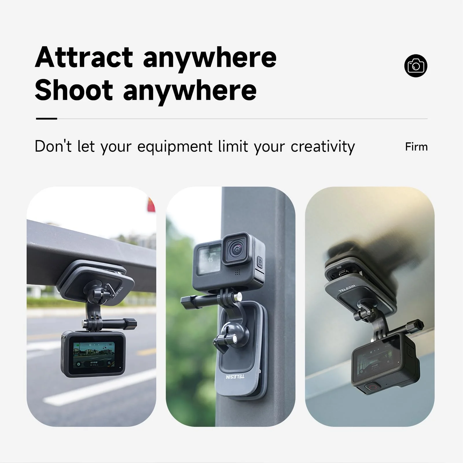 TELESIN Magnetic Mount Backpack Clip with Phone Holder for GoPro Insta360 iPhone Accessories for Go Pro Hero 13 12 11 10 9 8 7 Insta 360 X3 Go3 Ace Pro DJI Action 5 Pro 4 3 Pocket 3 Bike Motorcycle Magnetic Mount+Backpack Clip+Phone Holder - Image 3