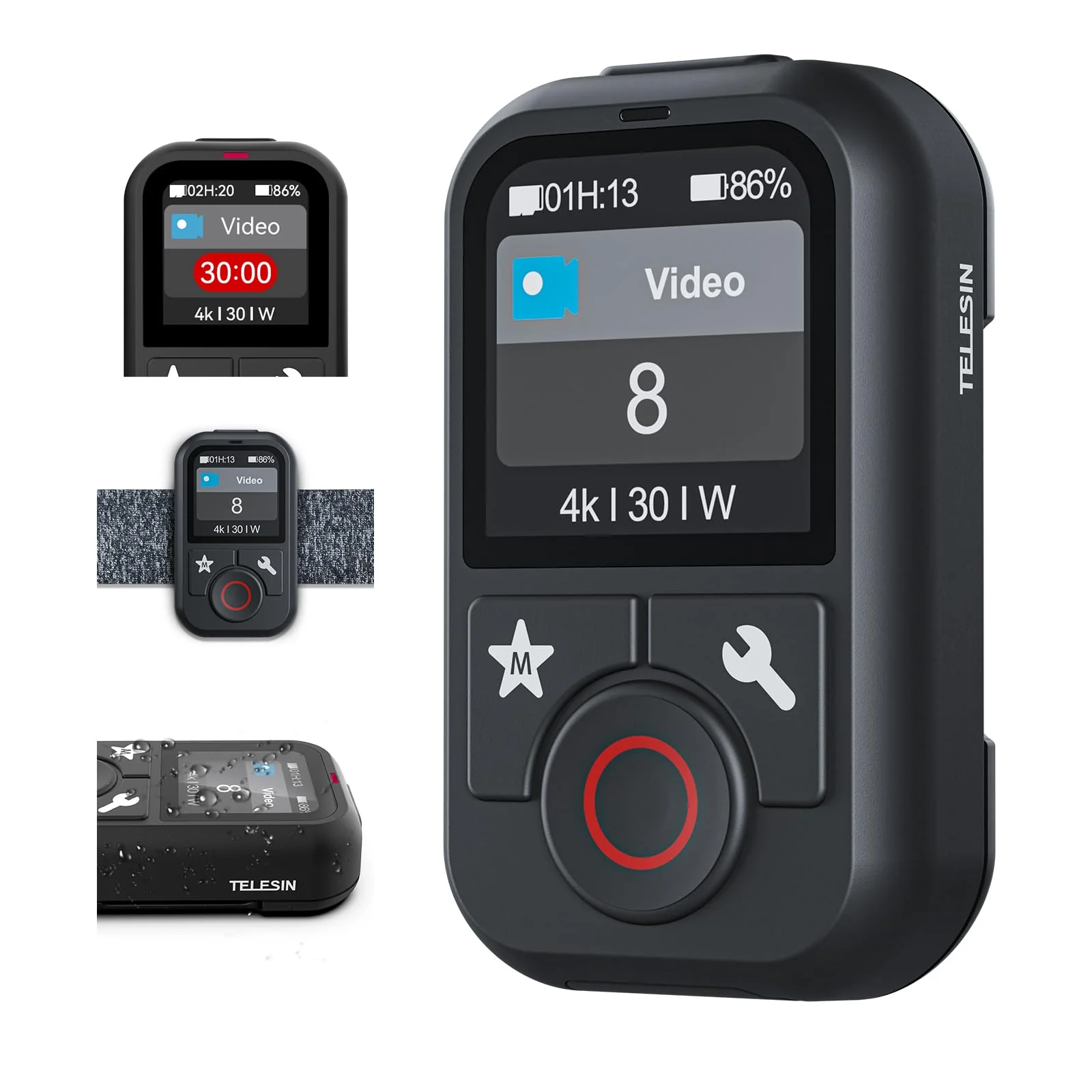 TELESIN T13 Waterproof Remote Control for GoPro | Color LCD Dispaly | Multi-Language Support, Smart Wireless Controller Compatible with Go Pro 13 12 11 10 9 8 Black Max Mini Action Camera Accessories