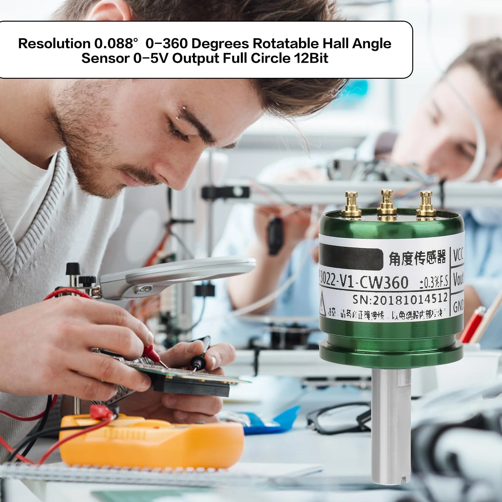 Telituny Rotatable Hall Sensor, Rotating Hall Angle Sensor 0-360 Degrees 0.088° Resolution, 12 Bit Rotating Hall Sensor Hall Effect Sensors, Hall Effect Position Sensor, 0-5V Output Full Circle - Image 3