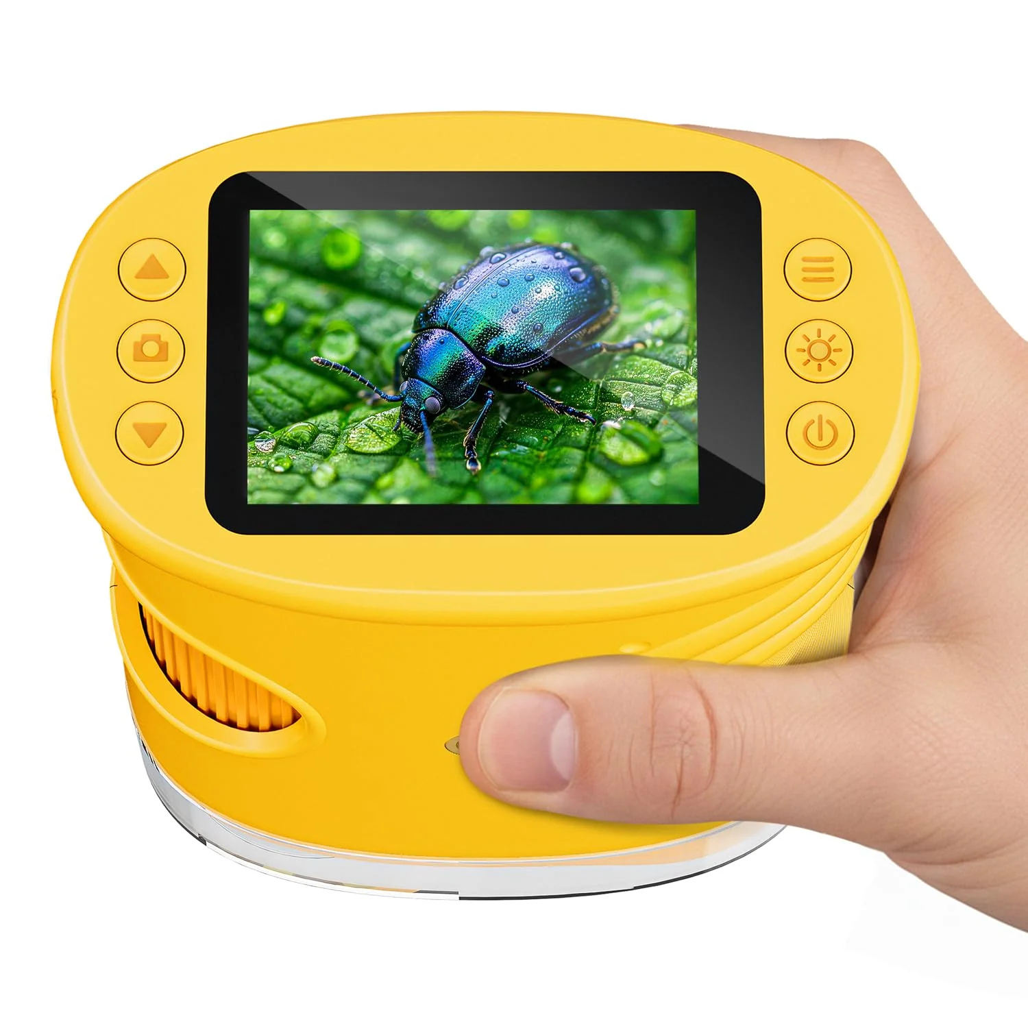 Temodu Kids Microscope 2.0" Screen 1000X Digital Microscope for Kids, Mini Pocket Handheld Microscopes for Children Birthday Festival Gift, Science Education Fun Toys for Boys Girls Ages 4-12 (Yellow) Yellow