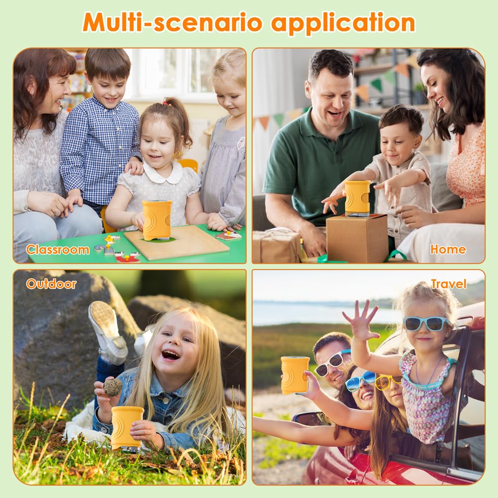 Temodu Kids Microscope 2.0" Screen 1000X Digital Microscope for Kids, Mini Pocket Handheld Microscopes for Children Birthday Festival Gift, Science Education Fun Toys for Boys Girls Ages 4-12 (Yellow) Yellow - Image 9