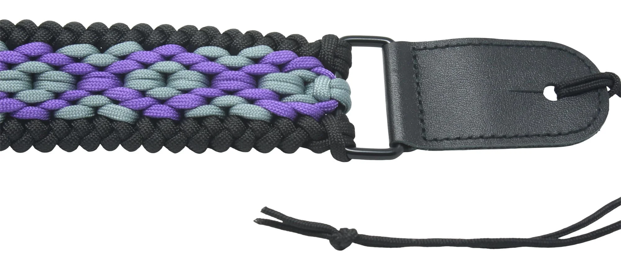 Ten Point Gear® 550 Paracord Guitar Strap - Full Grain Leather Ends for Music Playing Comfort, Stability, and Durability. Purple Rain - Image 4