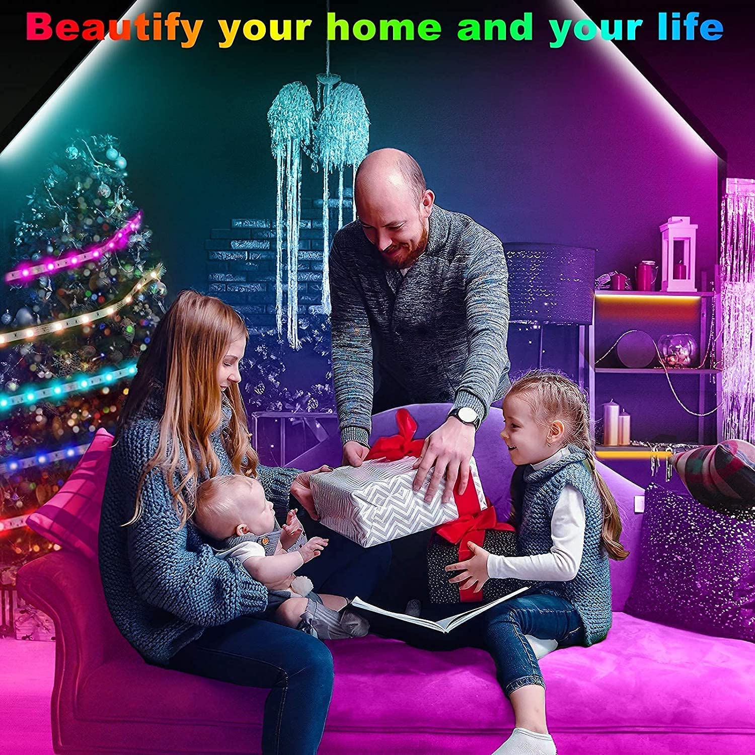 Tenmiro Led Strip Lights 130ft (2 Rolls of 65ft) Smart Light Strips with App Control RGB Led Lights for Bedroom,Music Sync Color Changing Lights for Room Party - Image 3