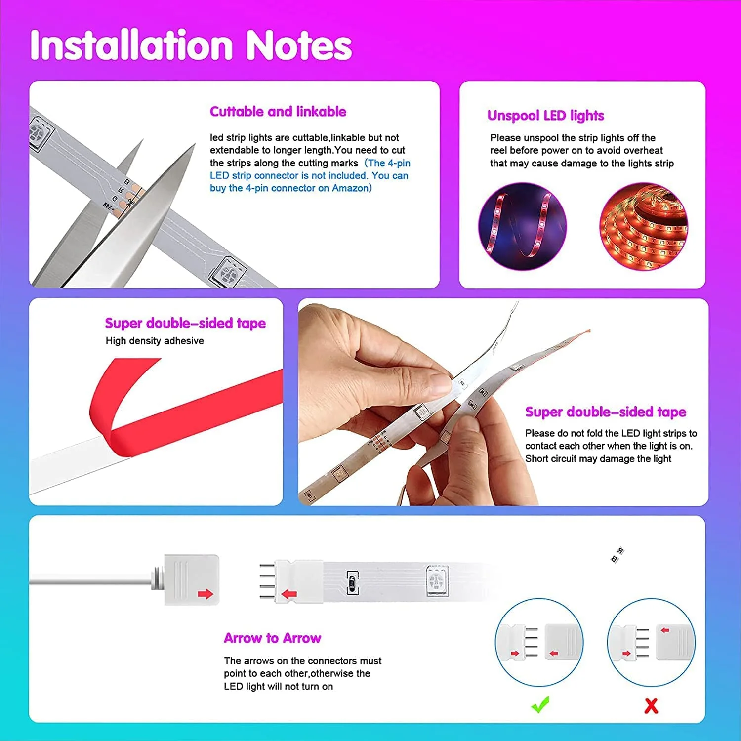 Tenmiro Led Strip Lights 130ft (2 Rolls of 65ft) Smart Light Strips with App Control RGB Led Lights for Bedroom,Music Sync Color Changing Lights for Room Party - Image 7