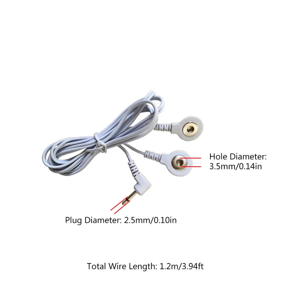TENS Wire Cable Electrode Cable Cable for TENS Machines 2.5mm Male to 3.5mm Snap Lock 4 Pack - Image 2
