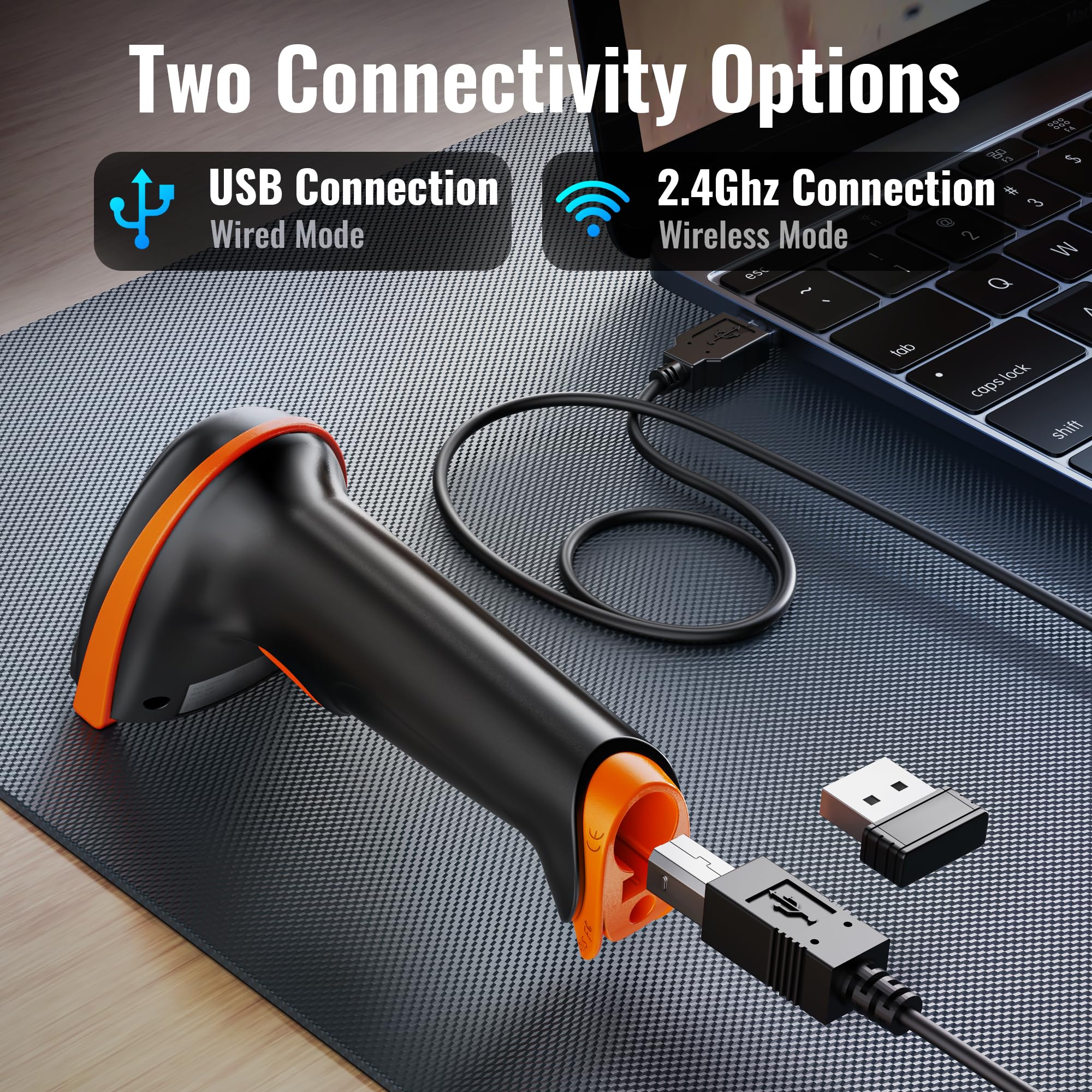 Tera 1D 2D QR Barcode Scanner Wireless and Wired with Battery Level Indicator Digital Printed Bar Codes Reader with Stand Portable Handheld Barcode Scanner Compact Plug and Play Model D5100-Z 2D with stand - Image 5