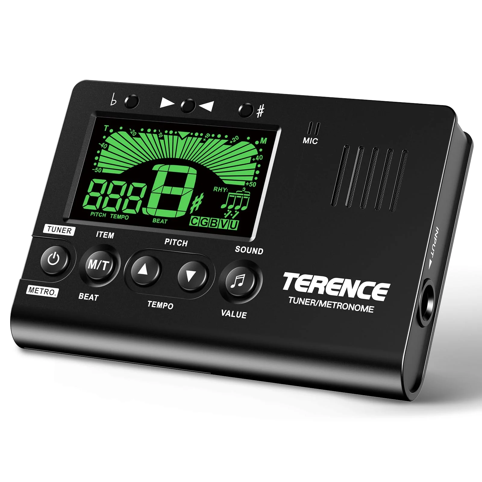 TERENCE Metronome Tuner, 3 in 1 Digital Metronome Tuner Tone Generator for Guitar, Bass, Ukulele, Chromatic, Clarinet, Trumpet and All Musical Instruments, with LCD Color Display, Volume Adjustable