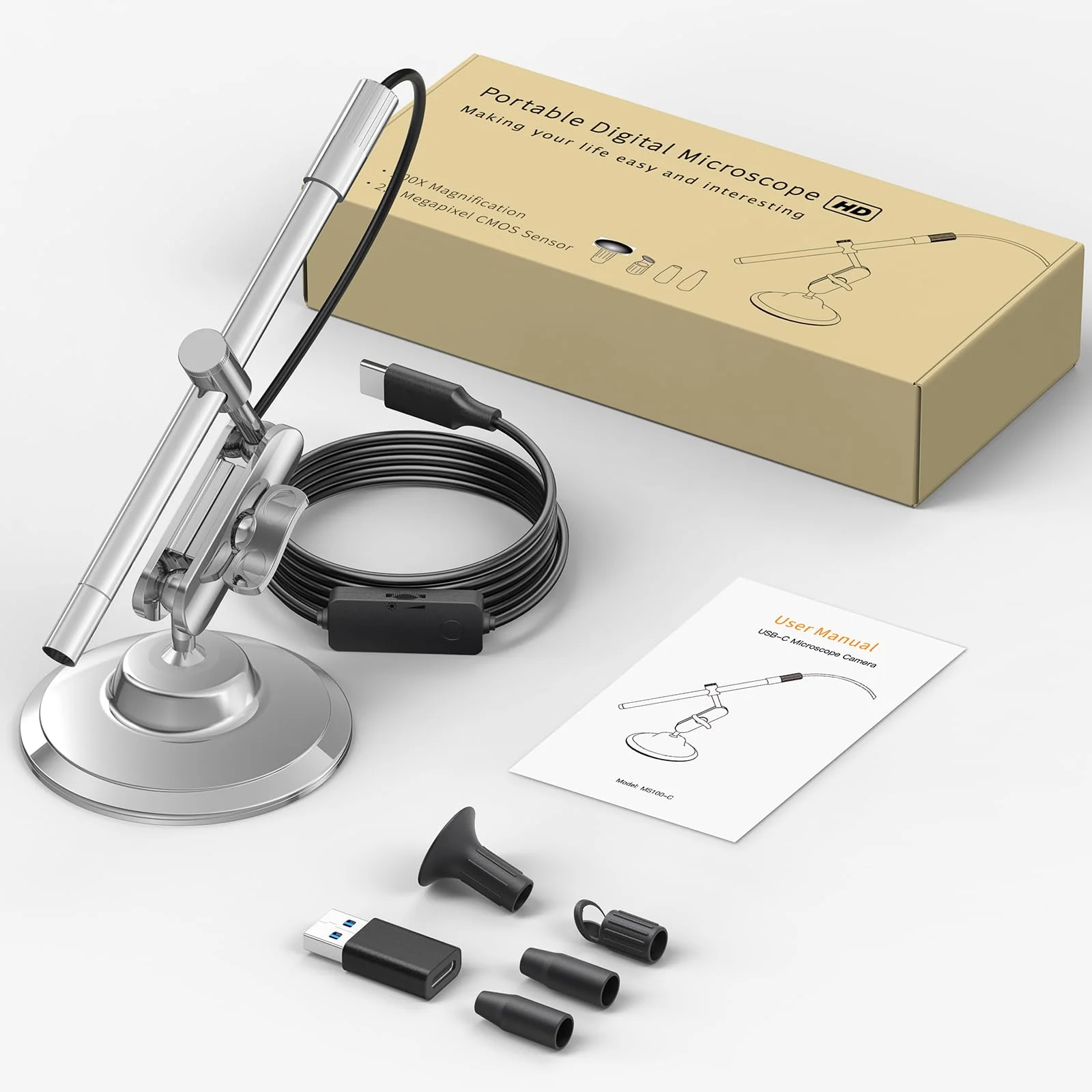 Teslong USB-C Digital Microscope, 10X to 200X Magnification Portable Camera with 8 LED Lights, Handheld Rotating Metal Stand for Coin, Electronic, Compatible with iPhone 15+ and Android Devices - Image 9
