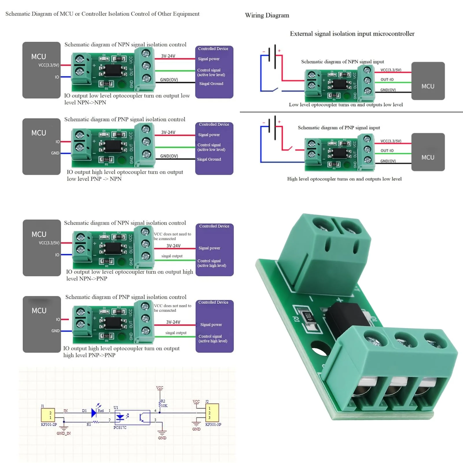 The Lord of the Tools 4X 1-Channel PC817 Optocoupler Isolation Module (12V) Suitable for Photoelectric Isolator Signal Ssolation and Anti-Interference 12V - Image 3