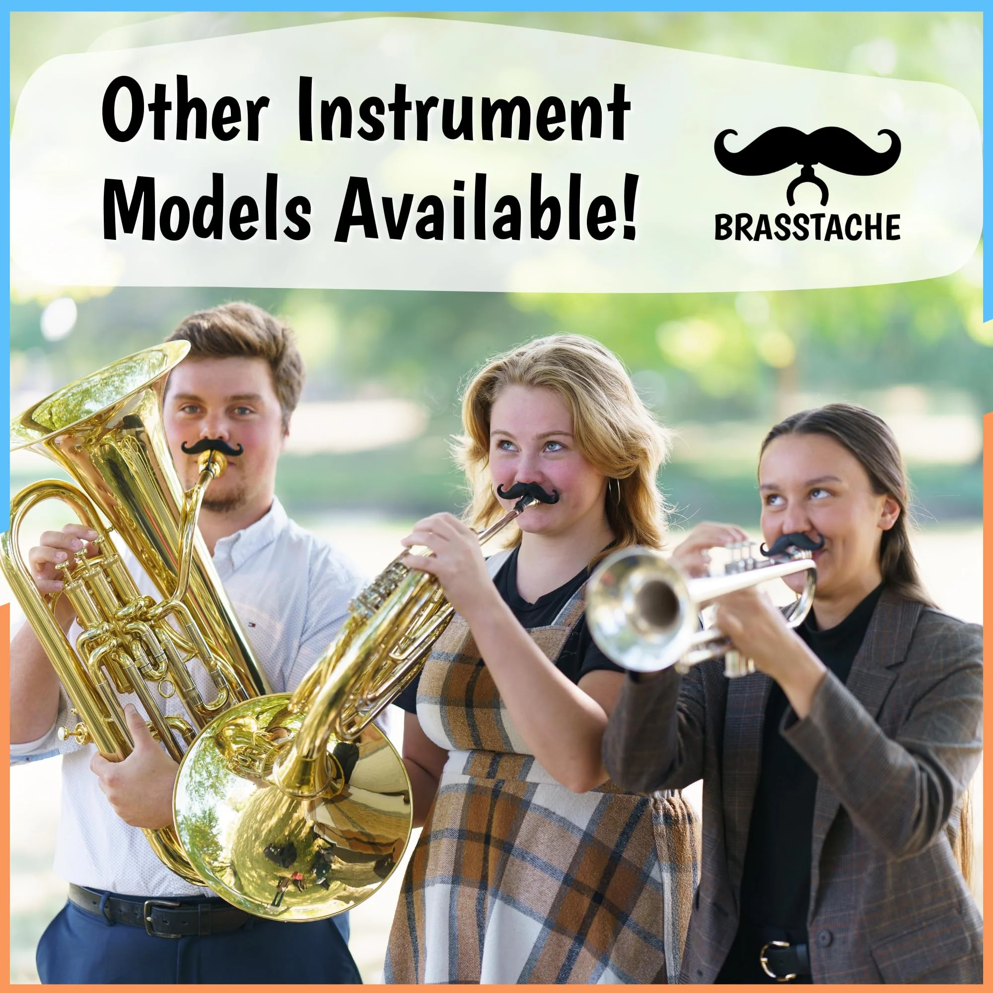 The Original Brasstache 2.0 - [2-Pack] Clip-on Mustache for Trumpet Mouthpiece, XL and Handlebar Combo Version - Image 6