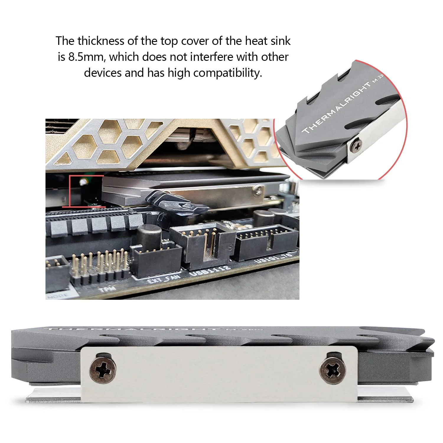 Thermalright M.2 2280 Pro SSD Heat Sink, 8 mm Heatpipe, High Performance Double Side Thermal Pad - Image 4