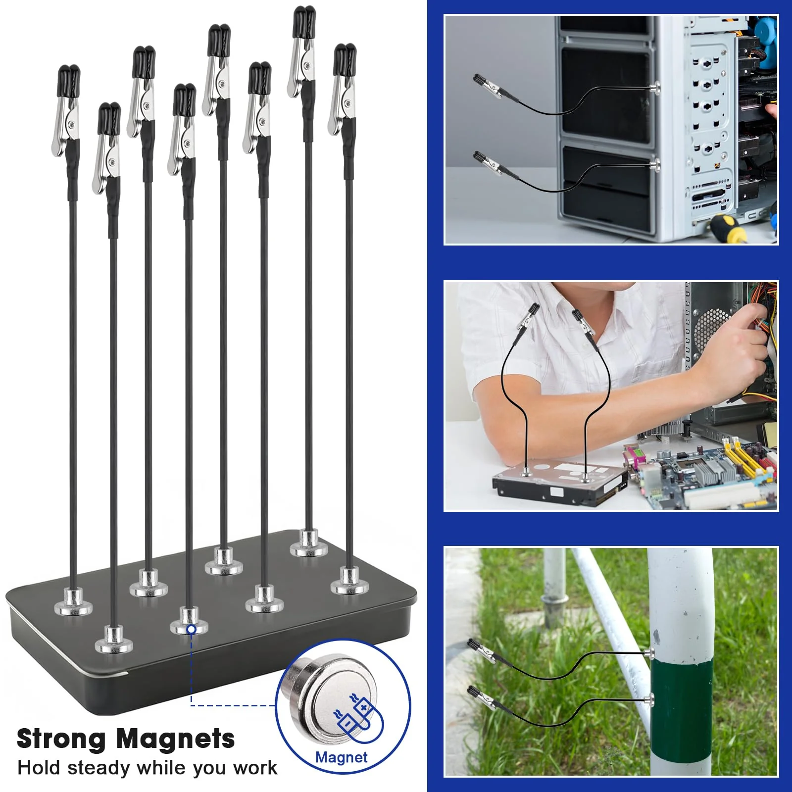 Third Hand Soldering with Magnetic Base, 8 Pieces Helping Hand with Flexible Gooseneck, Soldering Aid Third Hand, Board Holder, Helping Hand - Image 5