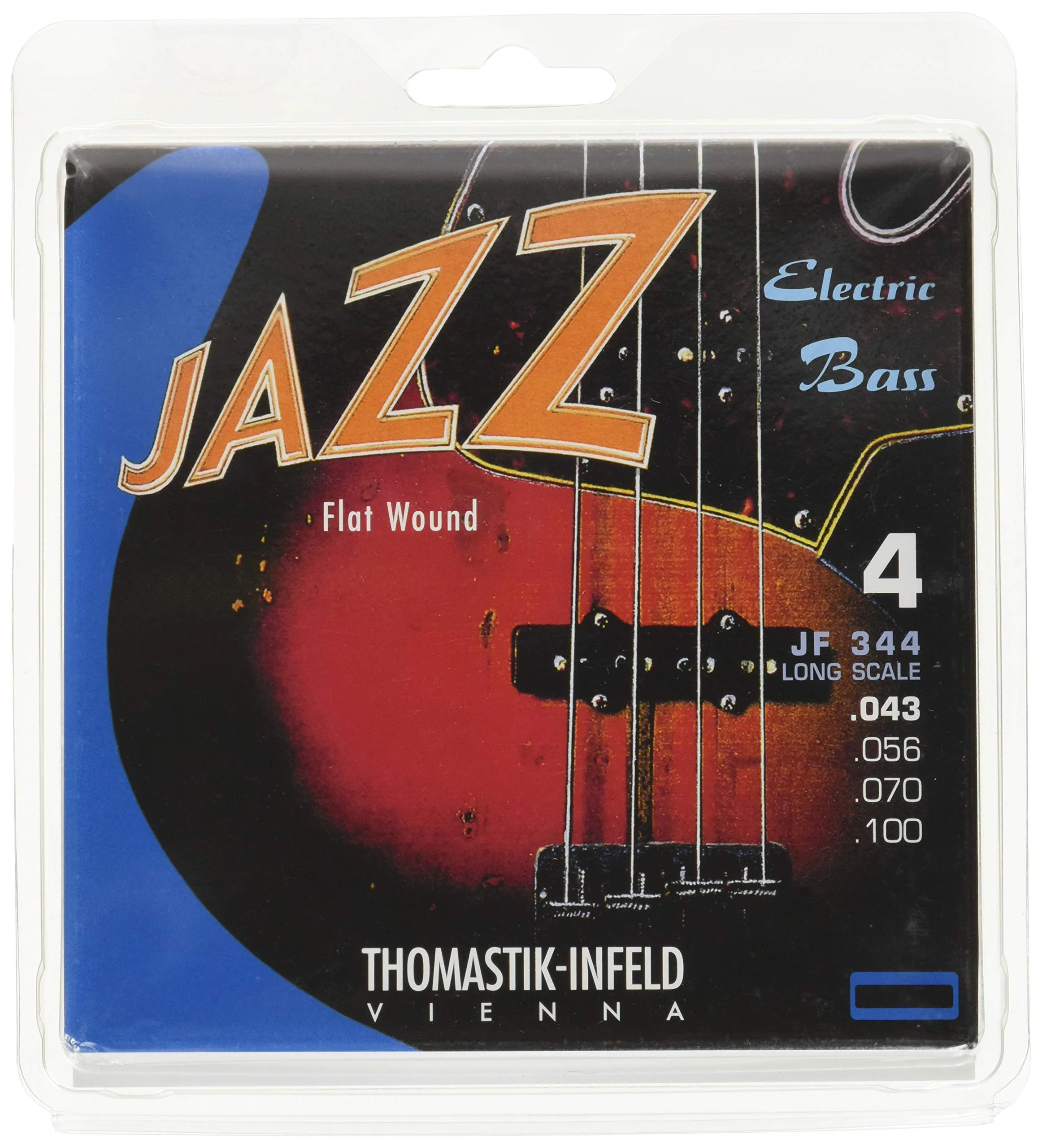 Thomastik-Infeld Bass Guitar Strings - Flatwound Bass Strings For a Rich and Warm Traditional Jazz Sound - Durable String Set Includes JF34043 JF34056 JF34070 JF34100 - Made in Vienna long scale 34" 4-string flatwound