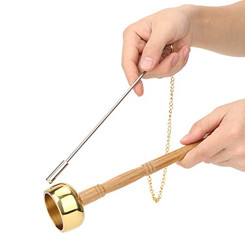 Tibetan Hand BellMeditation and Prayer Bells Buddhism Wooden Handle Brass Hand Bell Meditation Singing Bell Singing Scripture Implement Buddhist Supplies